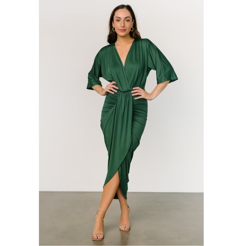 Baltic Born Mimi Midi Dress in Hunter Green. NWT.